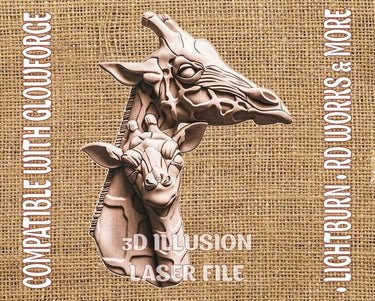 GIRAFFES 3d illusion & laser-ready file 3DWave.us